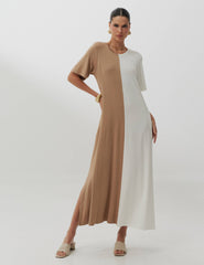 Vestido Pruella Bege/ Off white