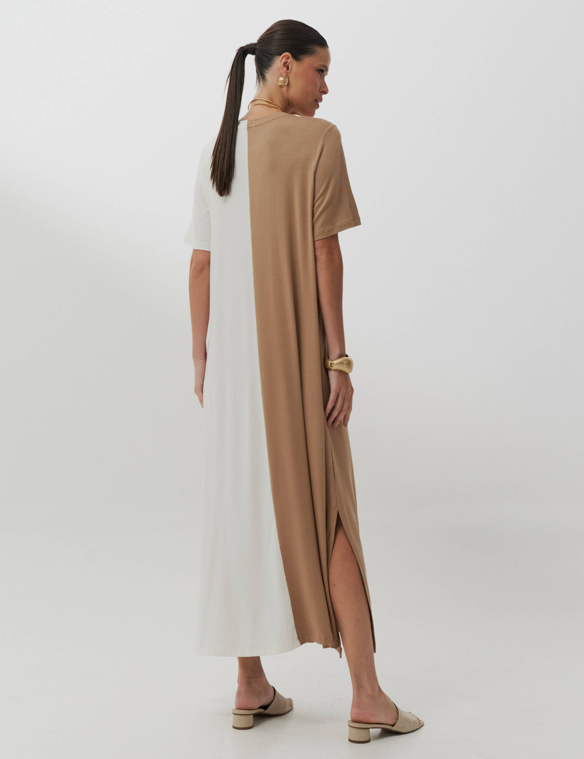 Vestido Pruella Bege/ Off white