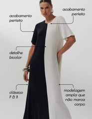 Vestido Pruella Preto/ Off white