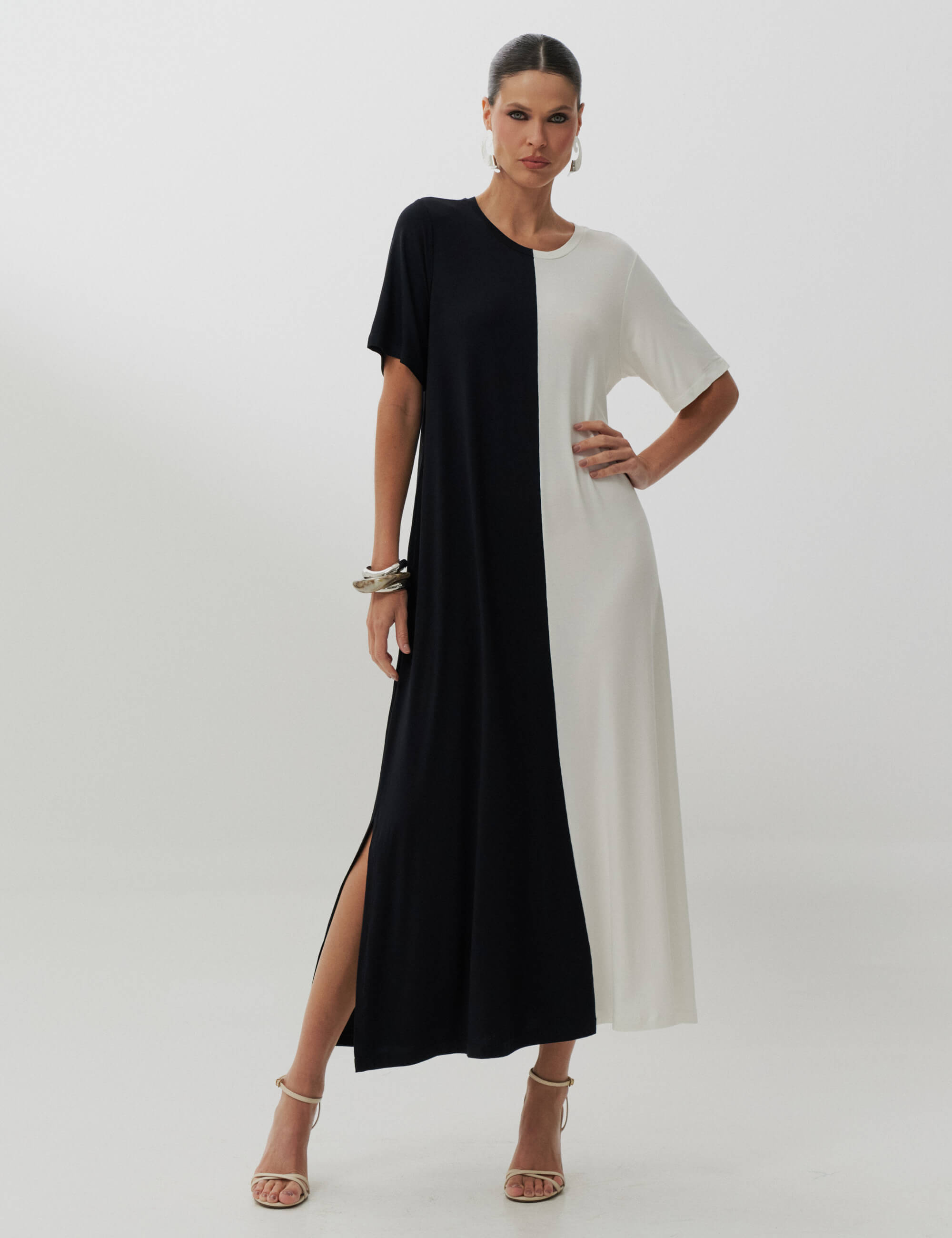 Vestido Pruella Preto/ Off white