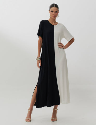 Vestido Pruella Preto/ Off white