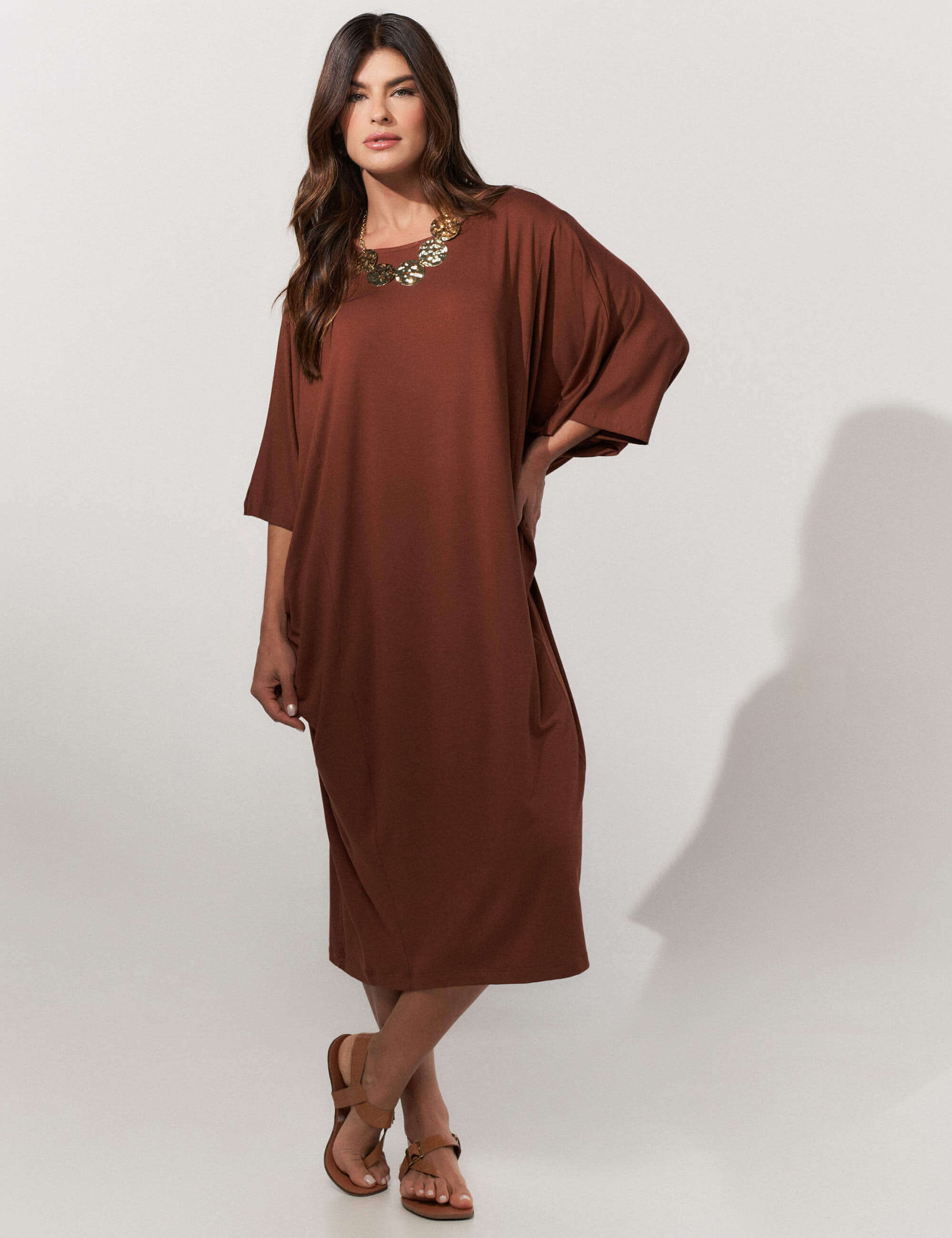 Vestido Pura Marrom Tamara