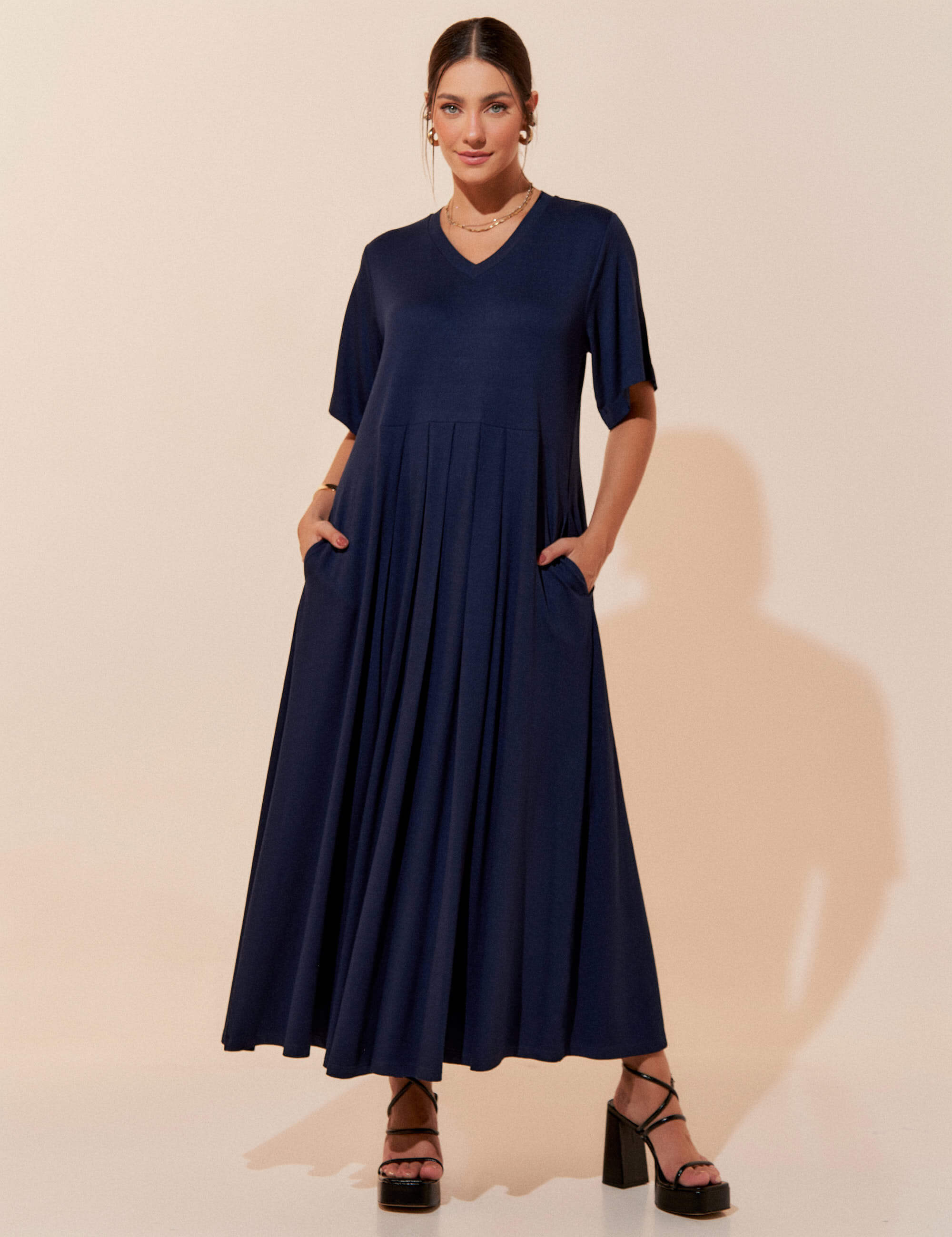 Vestido Vicenza Penne Azul Marinho