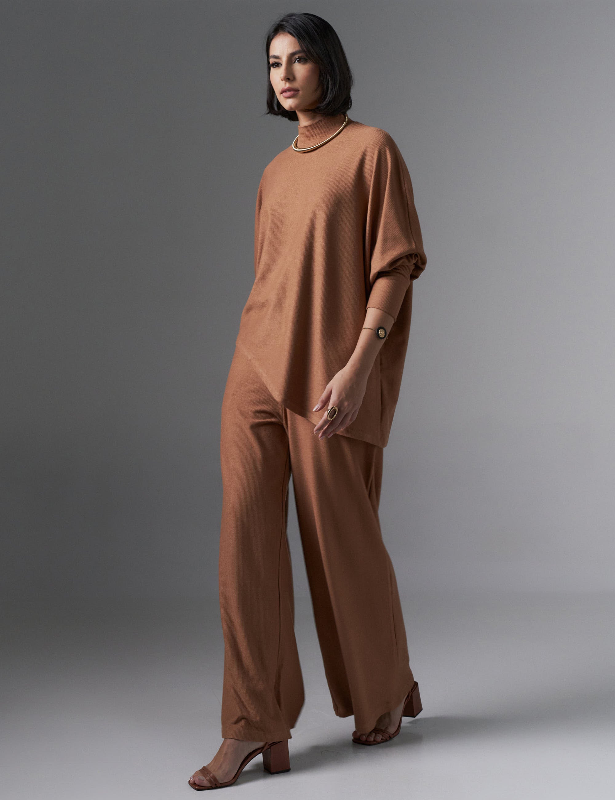 Blusa Creponado Raquel Mocha Mousse