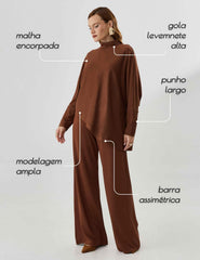 Blusa Creponado Raquel Marrom Tamara
