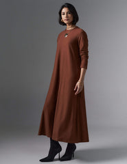 Vestido Creponado Regia Marrom Tamara
