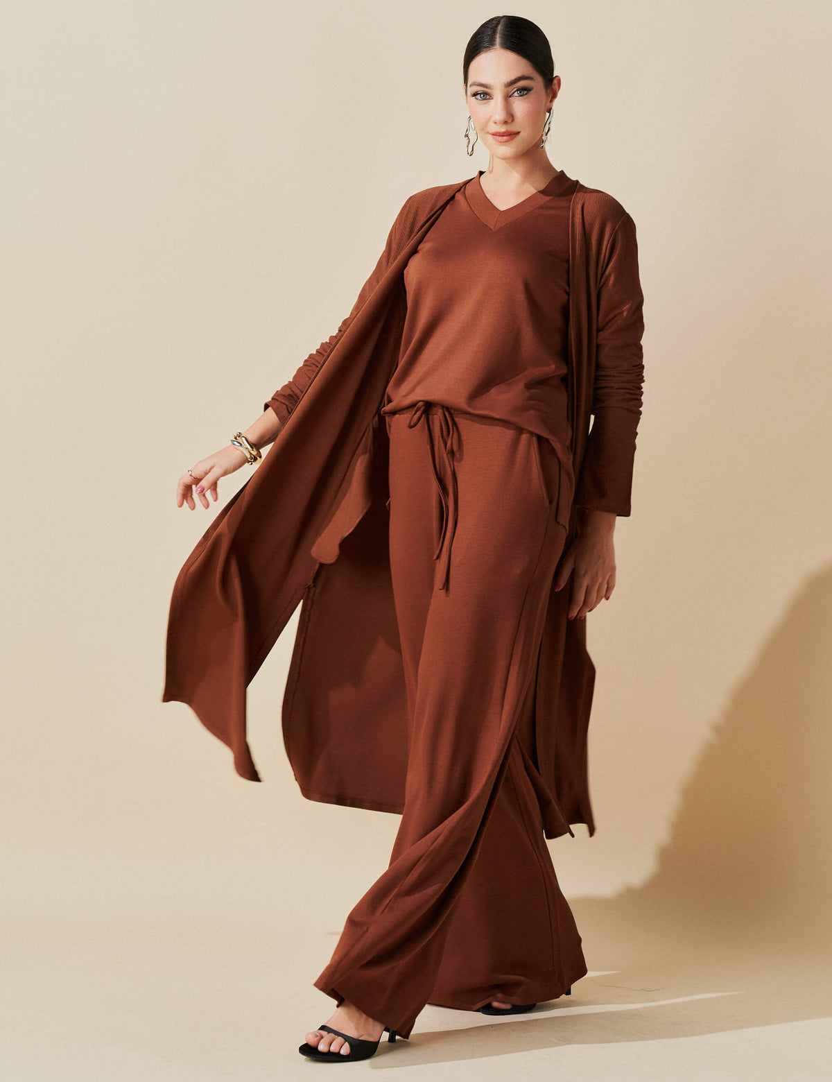 Cardigan Creponado Risa Marrom Tamara