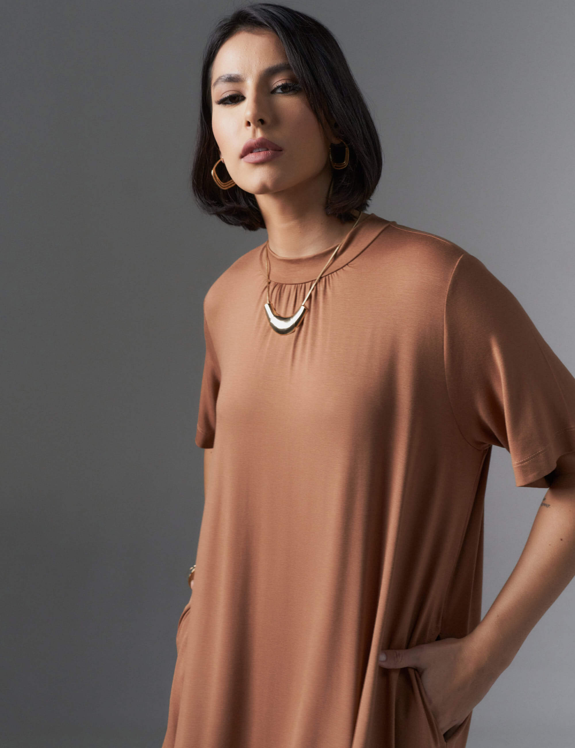 Vestido Rebeca Caramelo Nougat