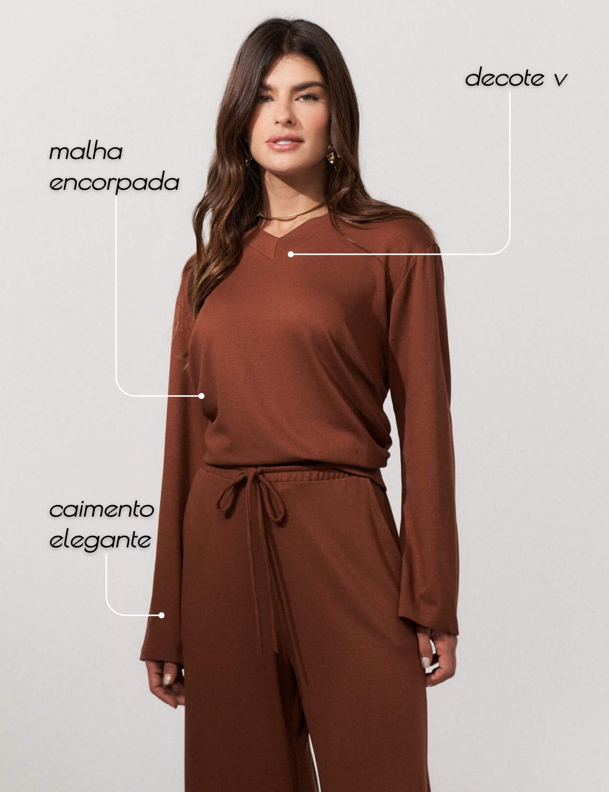 Blusa Copenhagem Sarah Marrom Tamara
