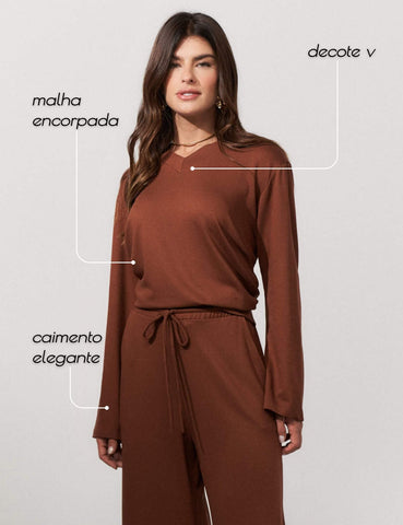 Blusa Copenhagem Sarah Marrom Tamara