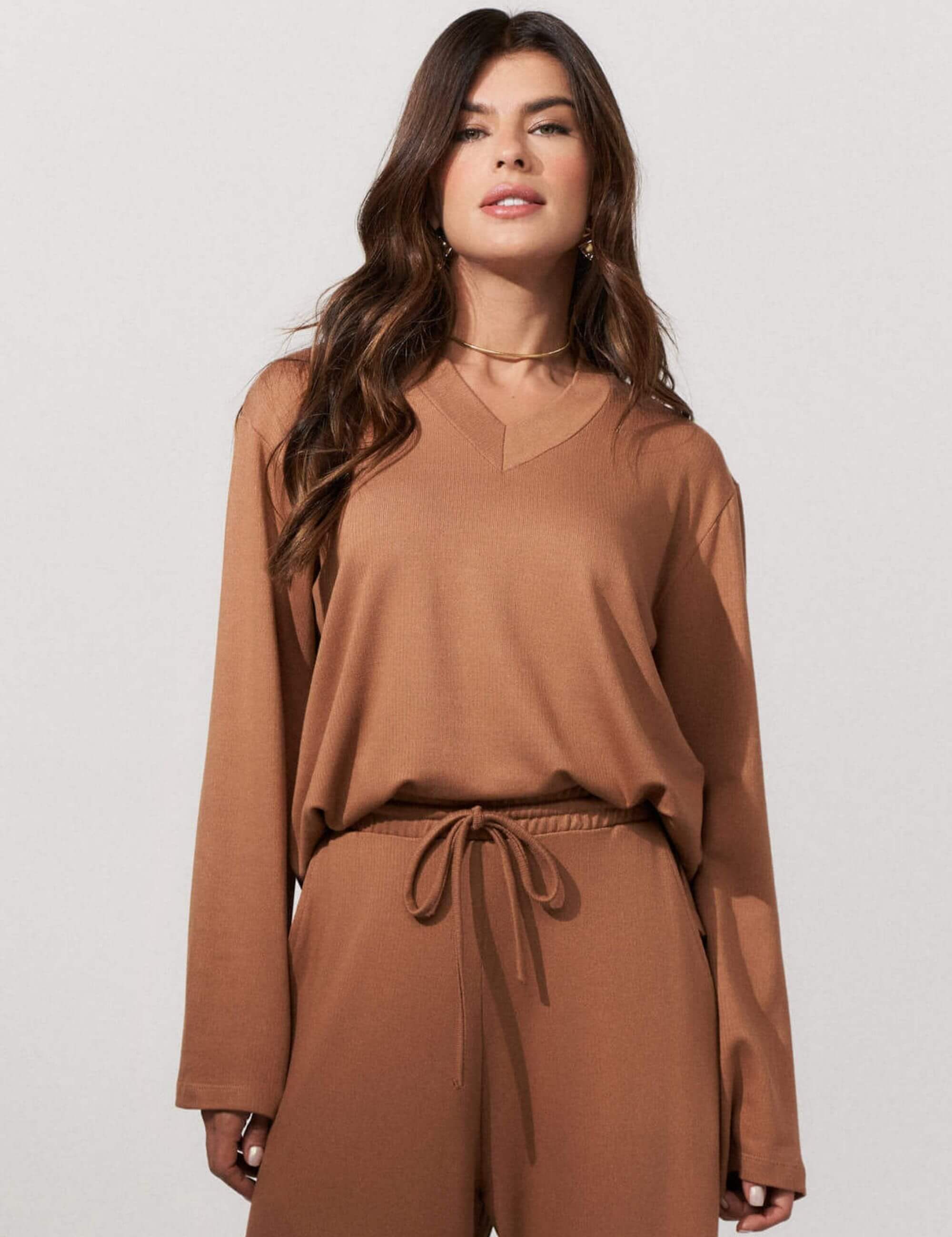 Blusa Copenhagem Sarah Mocha Mousse