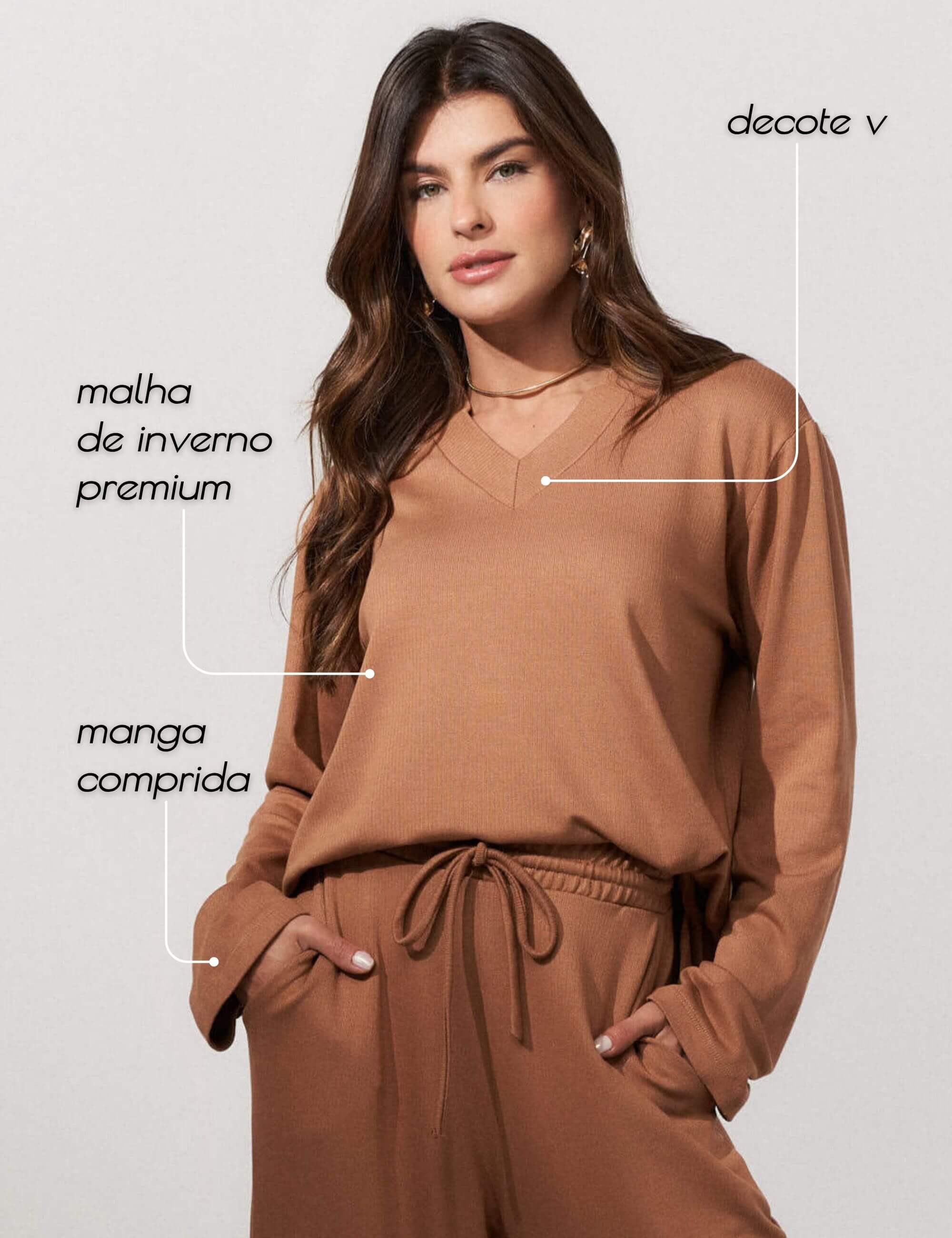 Blusa Copenhagem Sarah Mocha Mousse