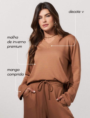 Blusa Copenhagem Sarah Mocha Mousse
