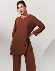 Conjunto Canelado Scarlet Marrom Tamara