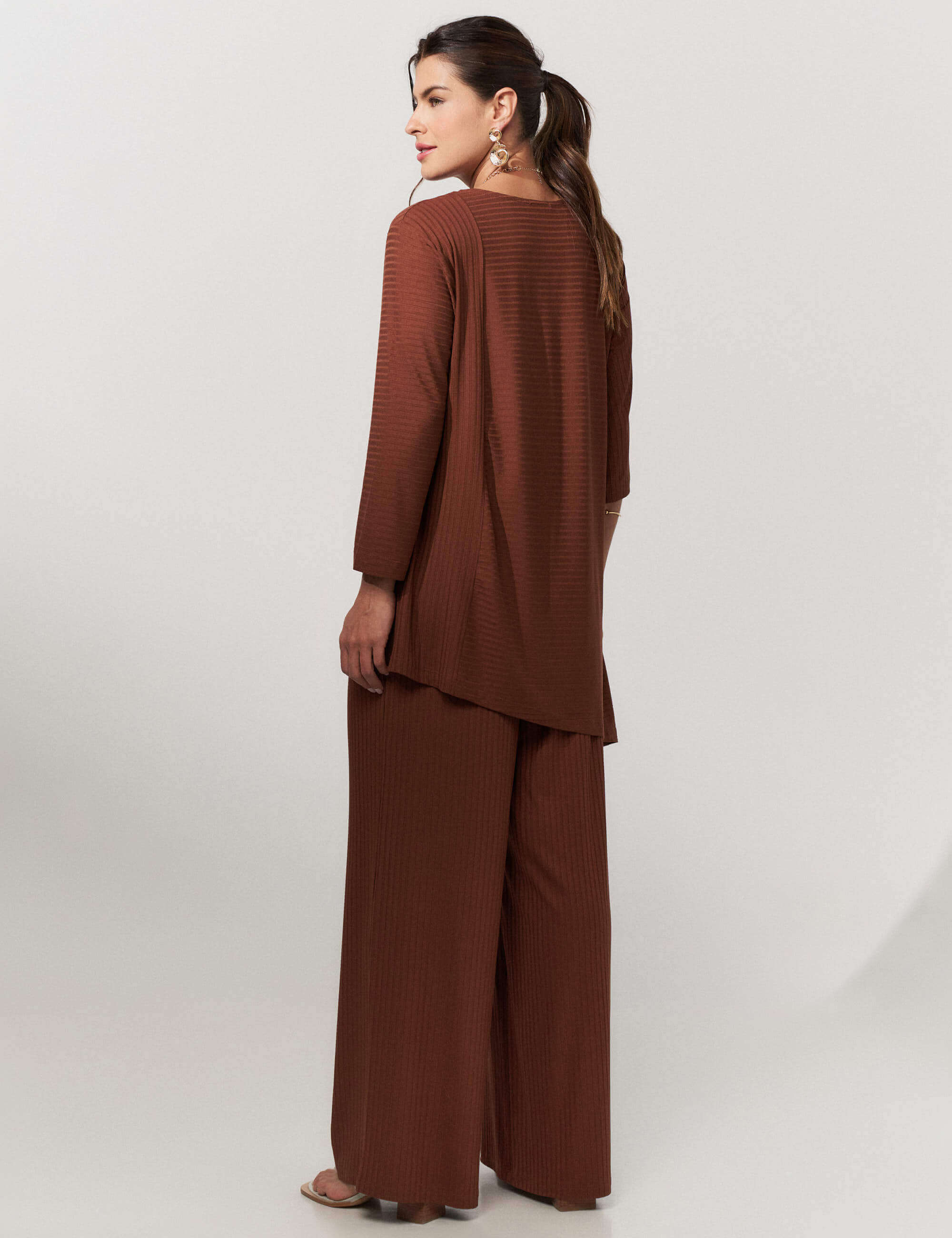 Conjunto Canelado Scarlet Marrom Tamara