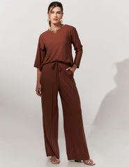 Conjunto Canelado Scarlet Marrom Tamara
