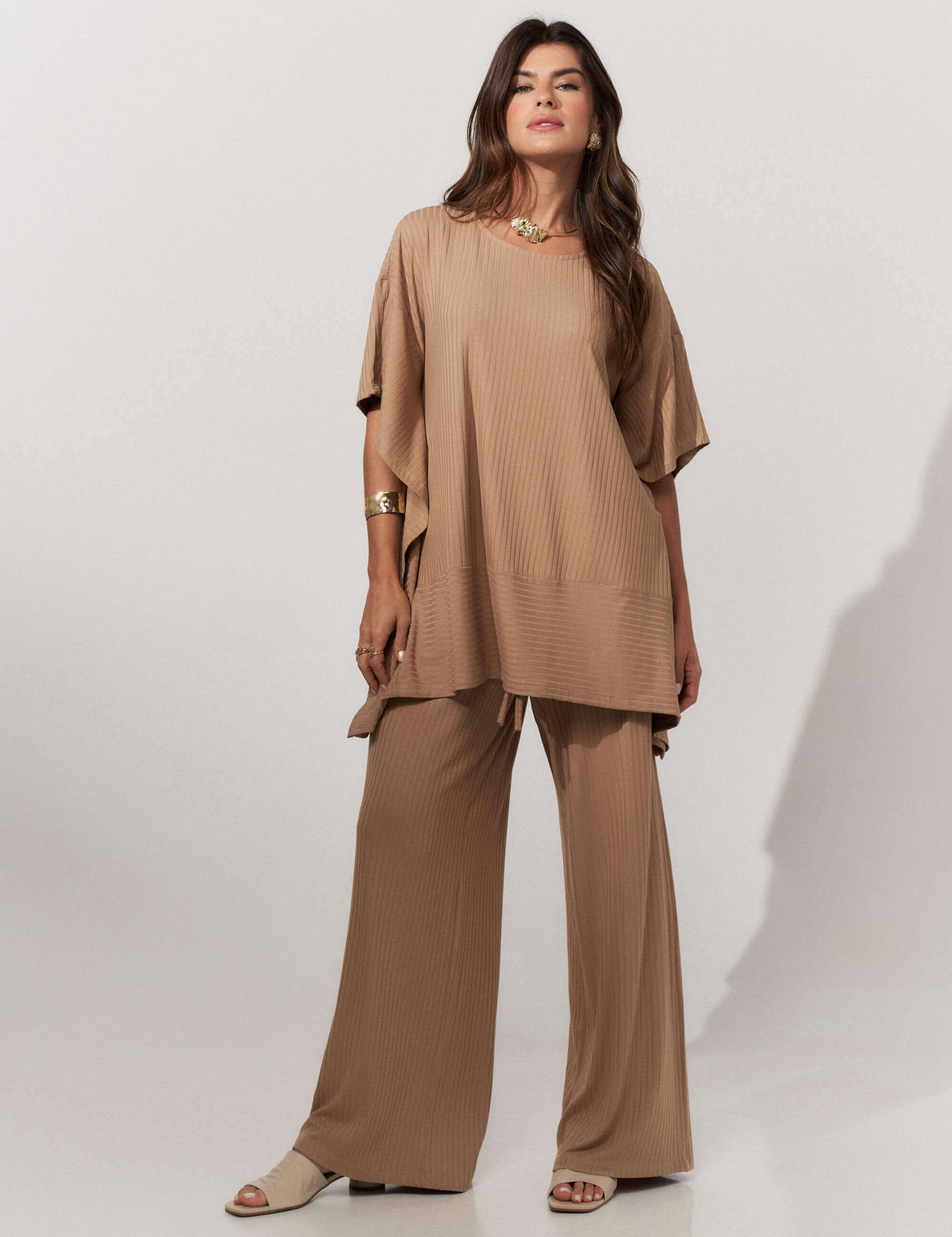 Conjunto Canelado Safira Bege Awake