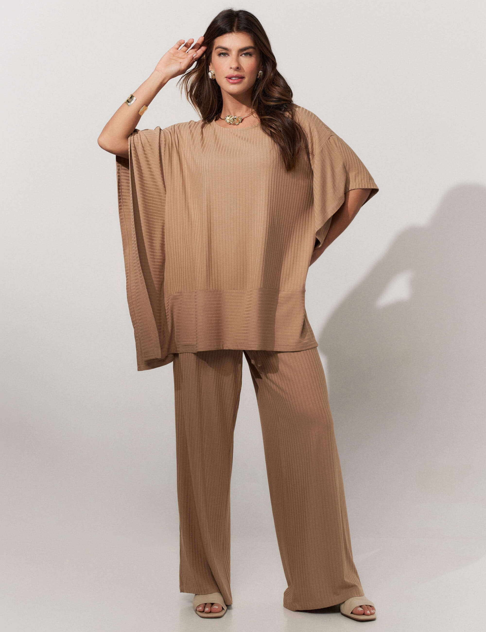Conjunto Canelado Safira Bege Awake