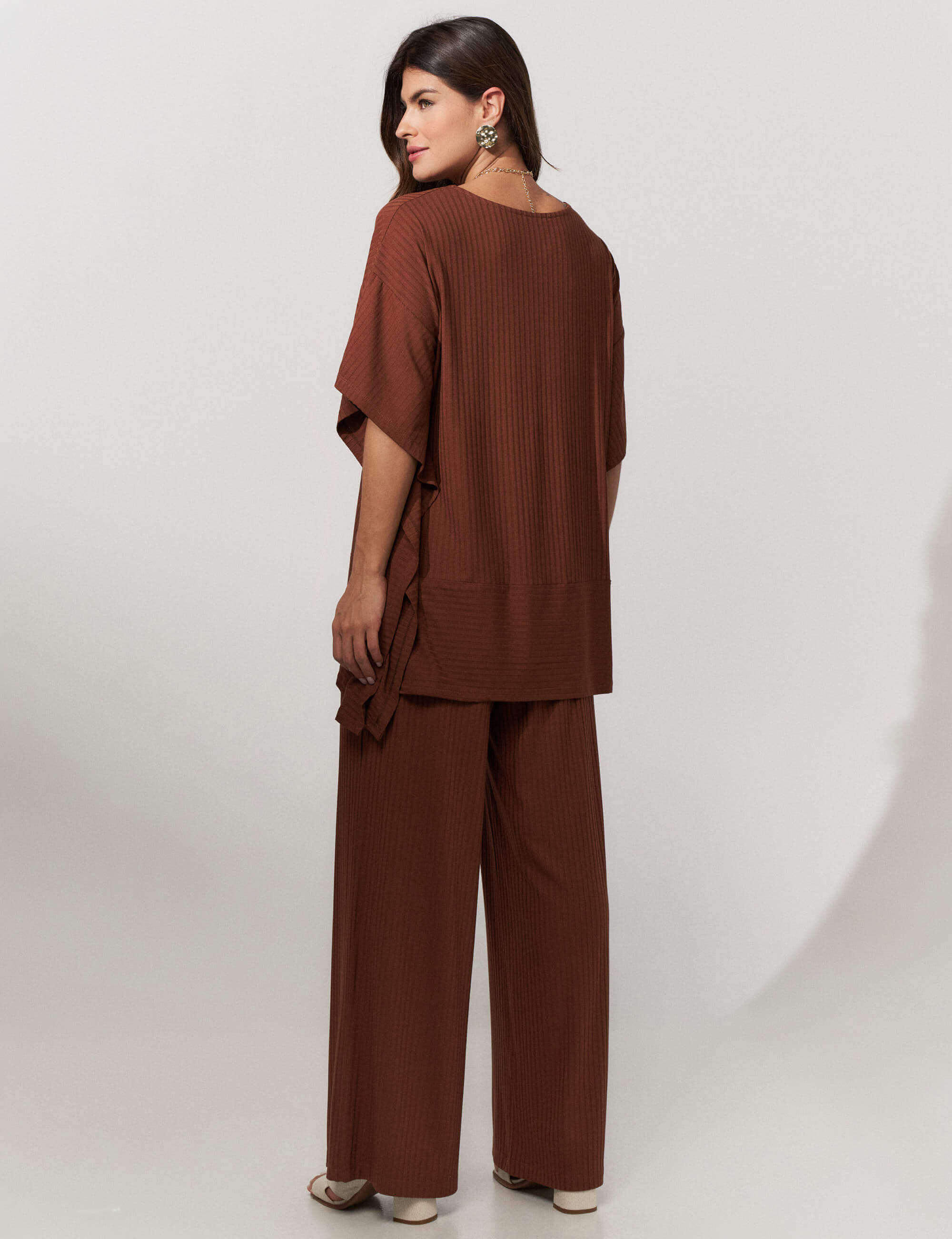Conjunto Canelado Safira Marrom Tamara