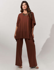 Conjunto Canelado Safira Marrom Tamara