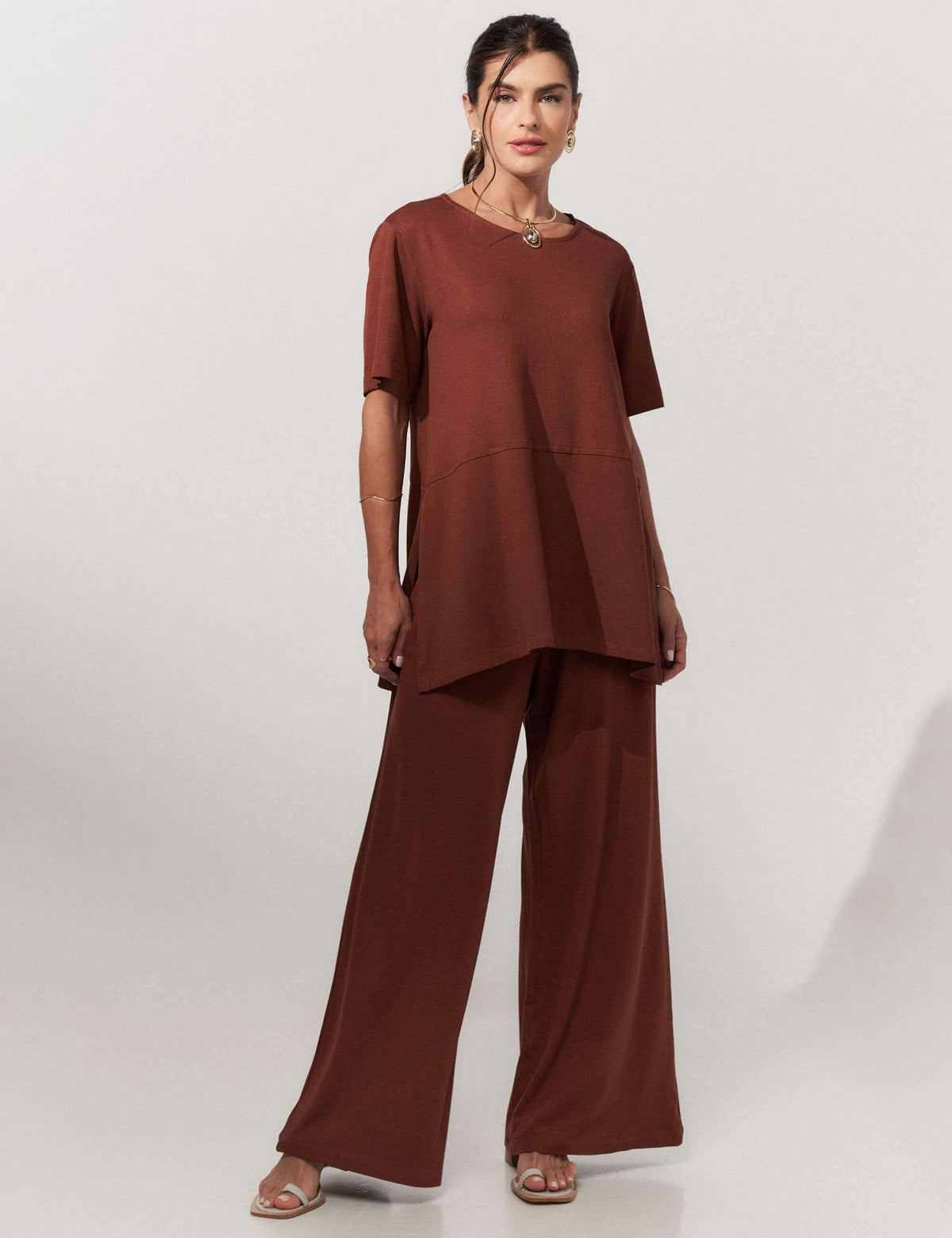 Conjunto Vicenza Selena Marrom Tamara
