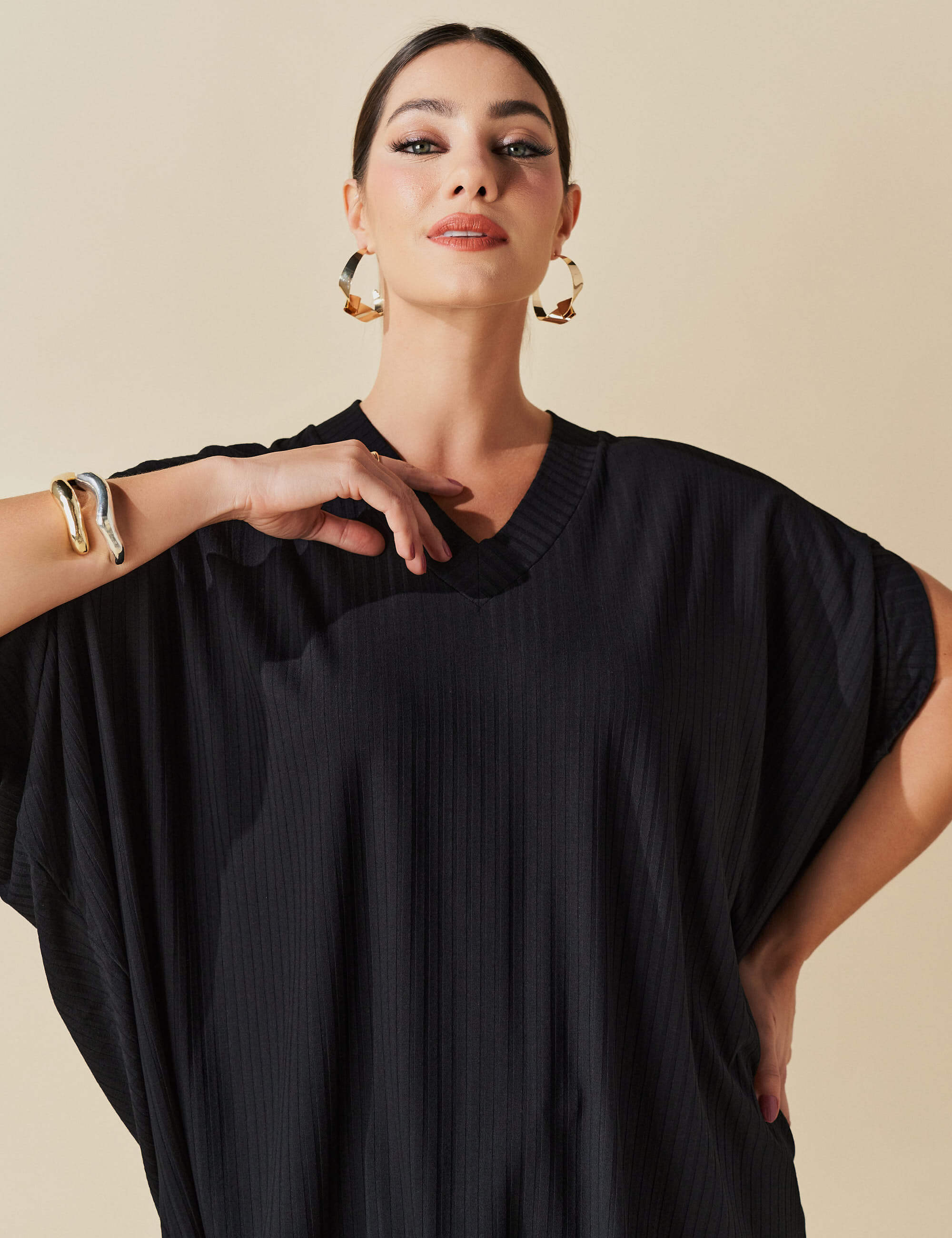 Conjunto Canelado Tessa Preto