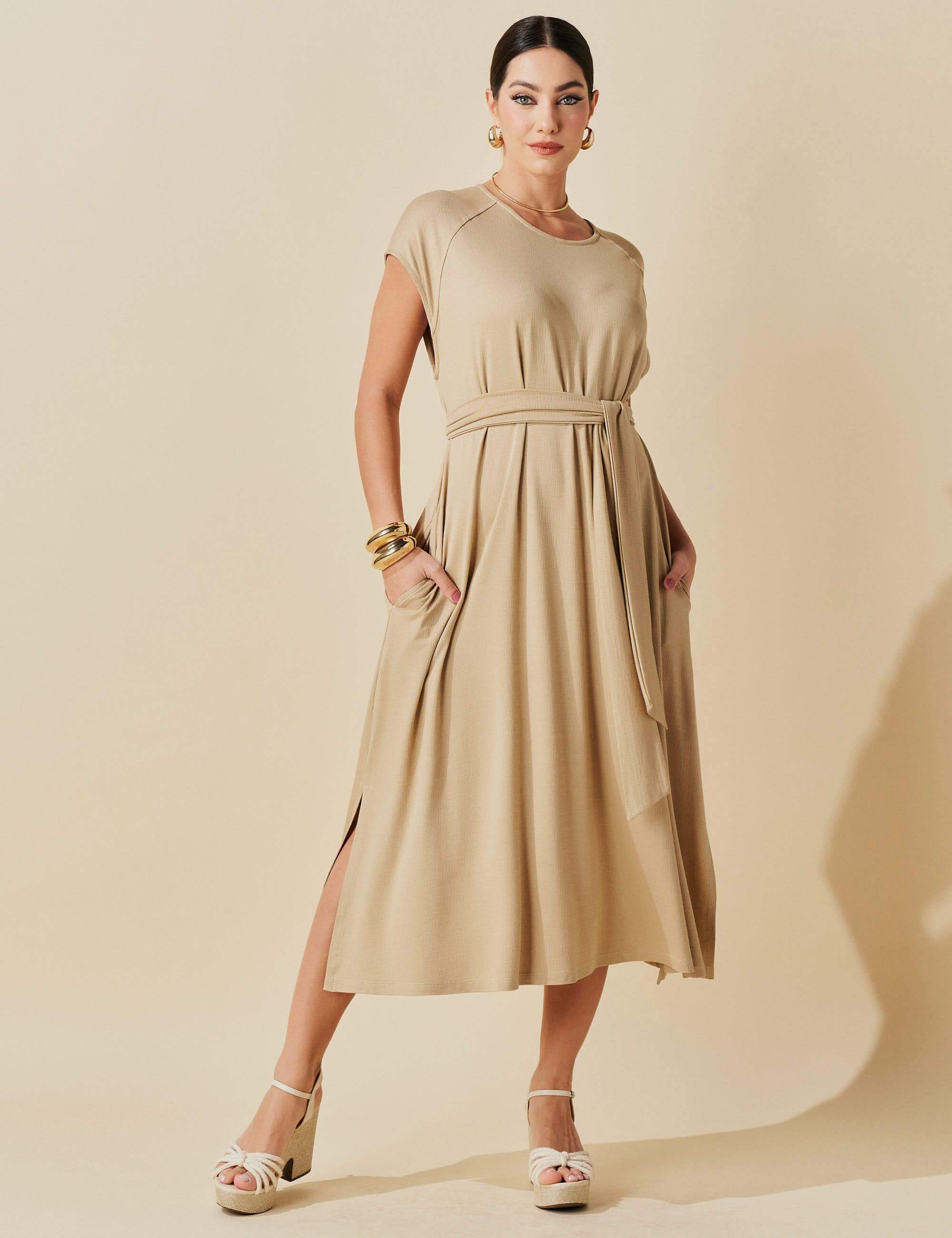 Vestido Vicenza Tuane Bege MPB
