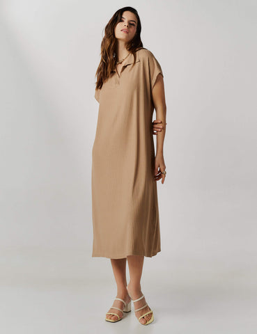 Vestido Canelado Vitoria Bege Awake