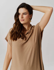 Vestido Canelado Vitoria Bege Awake