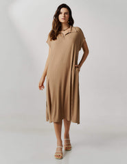 Vestido Canelado Vitoria Bege Awake
