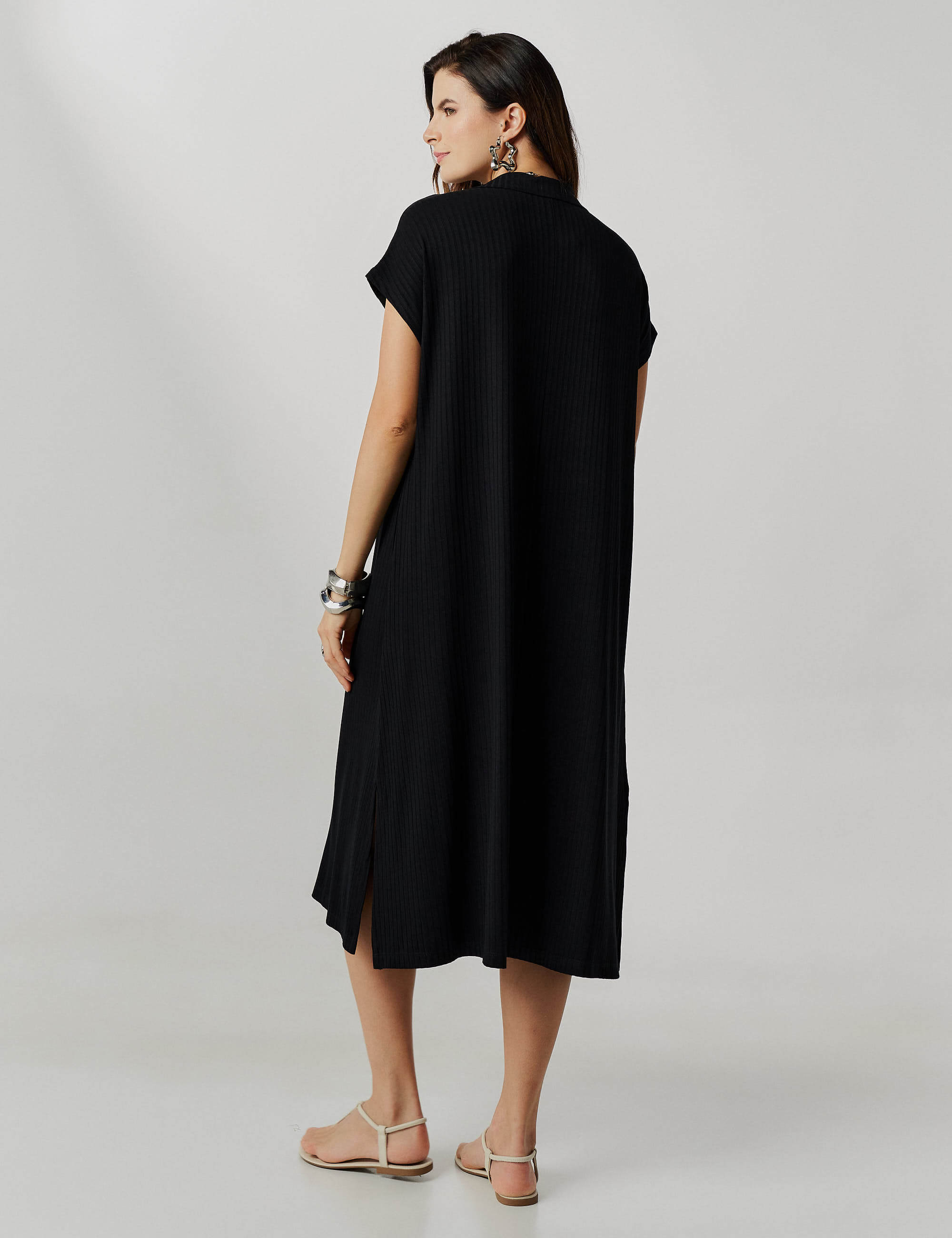 Vestido Canelado Vitoria Preto