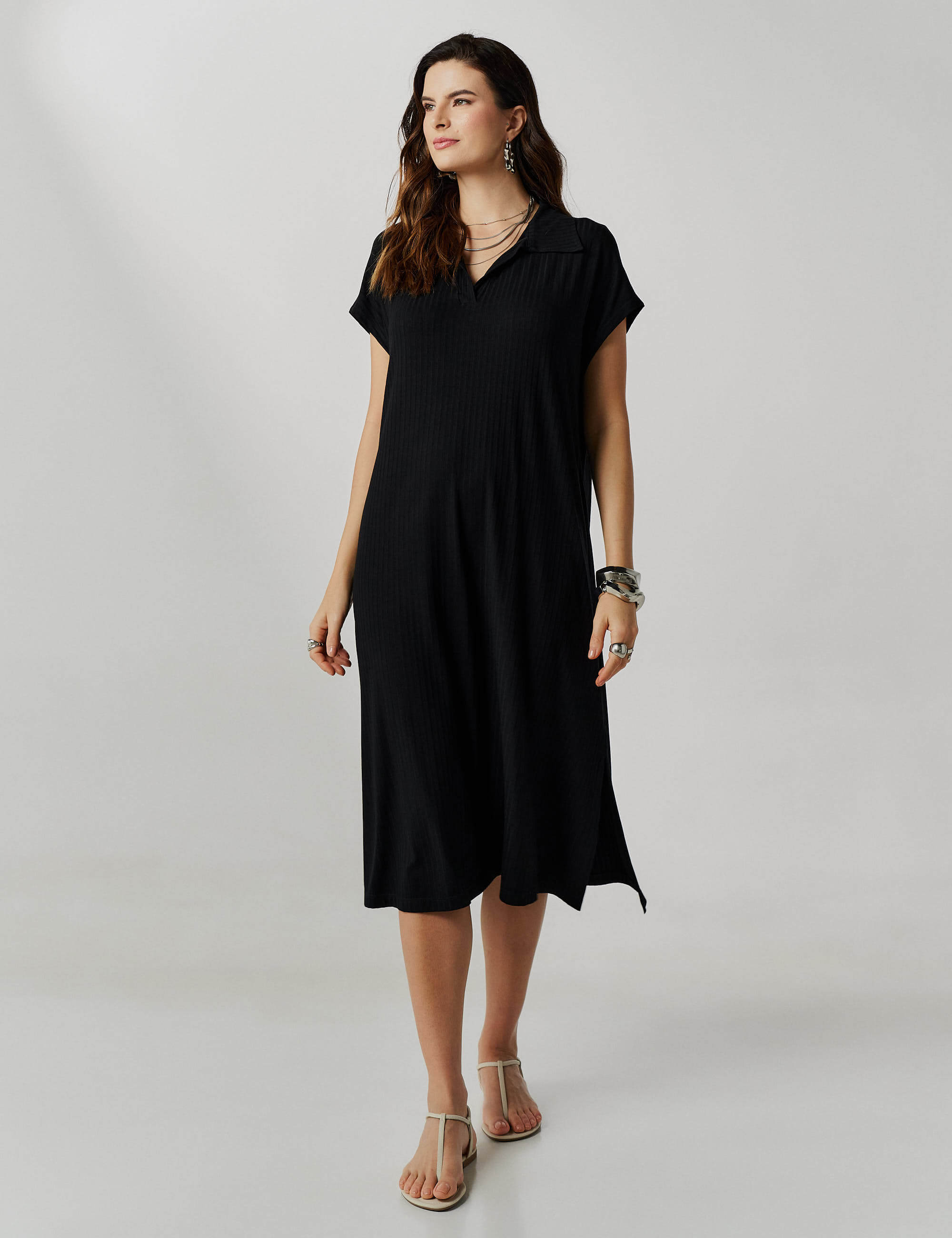 Vestido Canelado Vitoria Preto