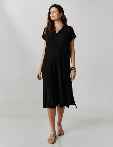 Vestido Canelado Vitoria Preto