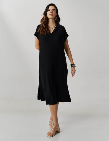 Vestido Canelado Vitoria Preto