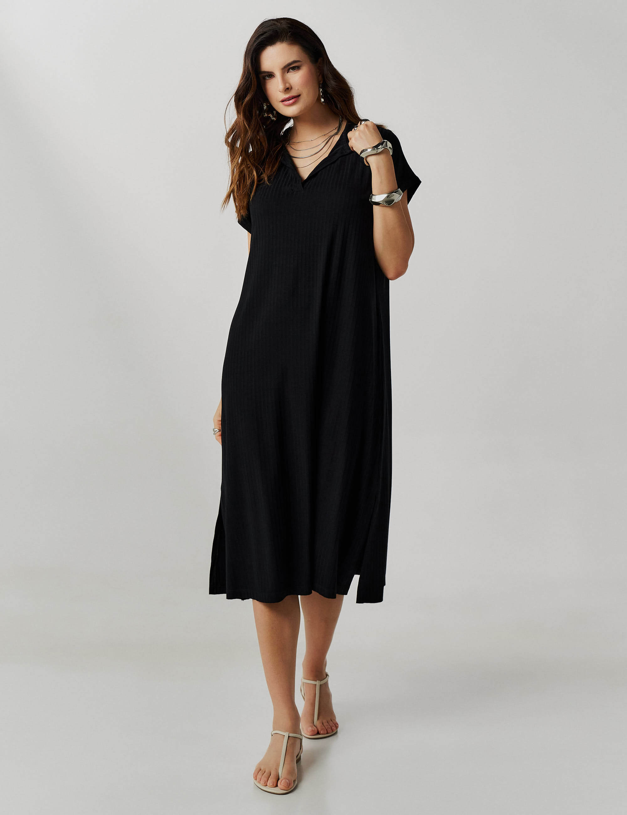 Vestido Canelado Vitoria Preto