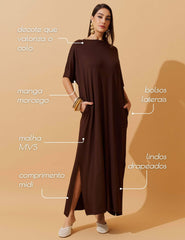Vestido Vasti Marrom Natureza