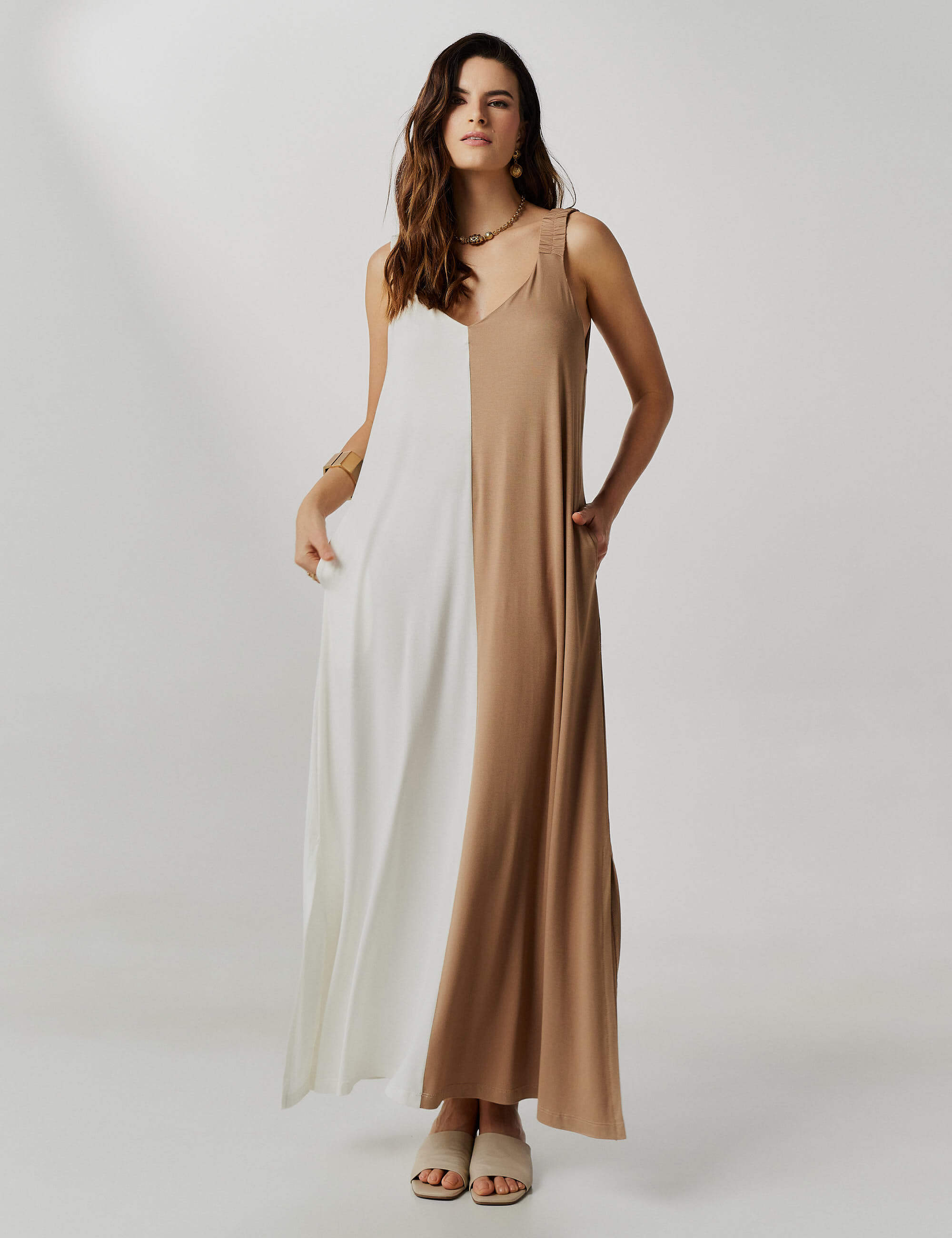 Vestido Valtera Bege/ Off White