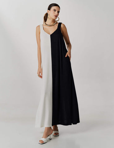 Vestido Valtera Preto/ Off White