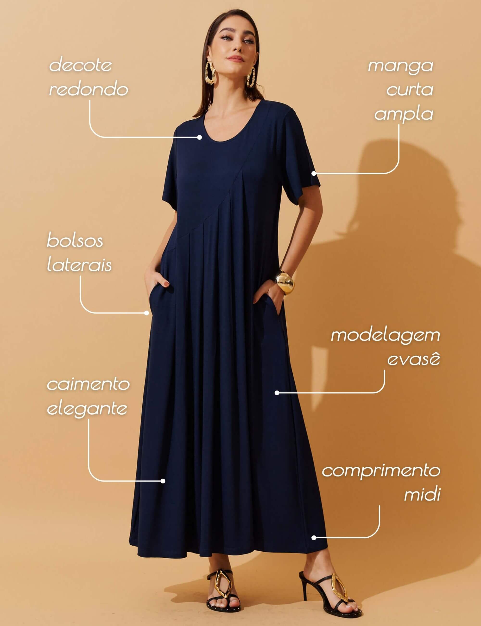 Vestido Vicenza Viola Azul Marinho