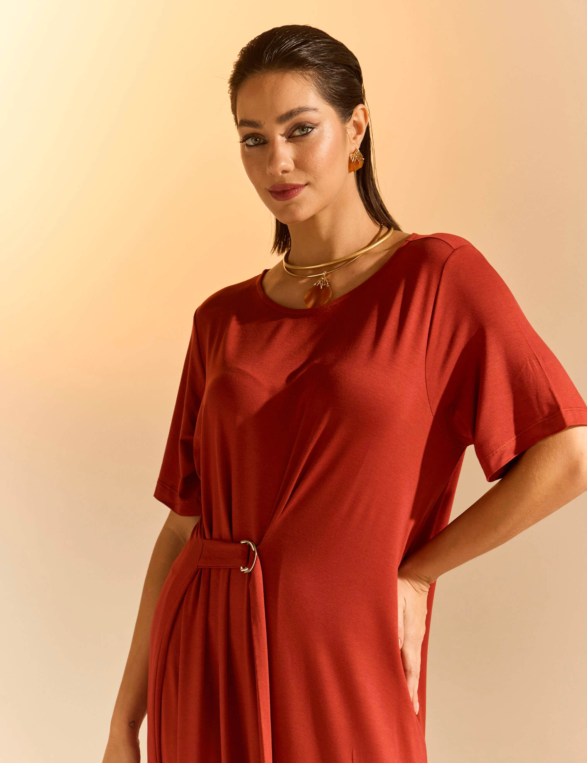 Vestido Aline Marrom Galápagos