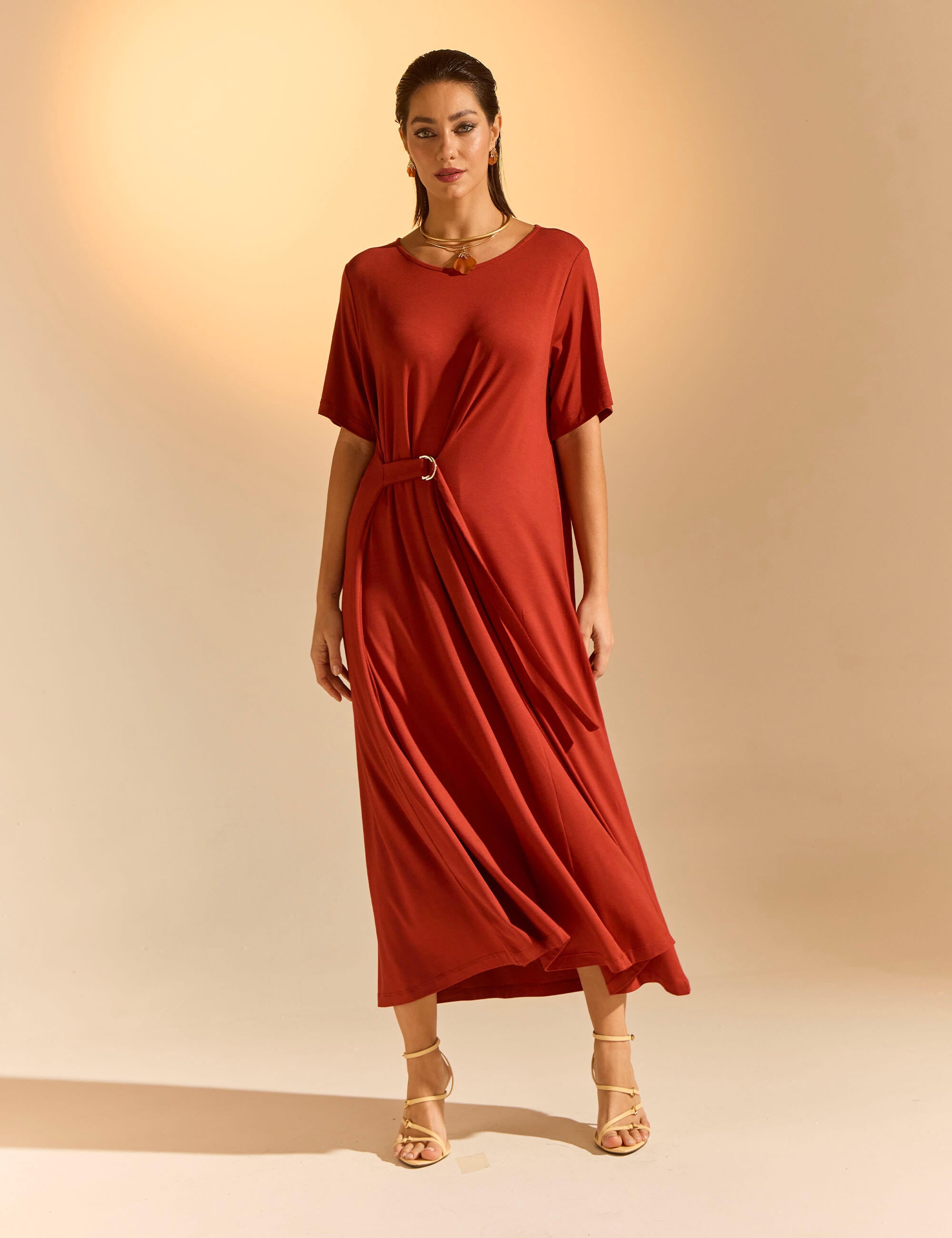 Vestido Aline Marrom Galápagos