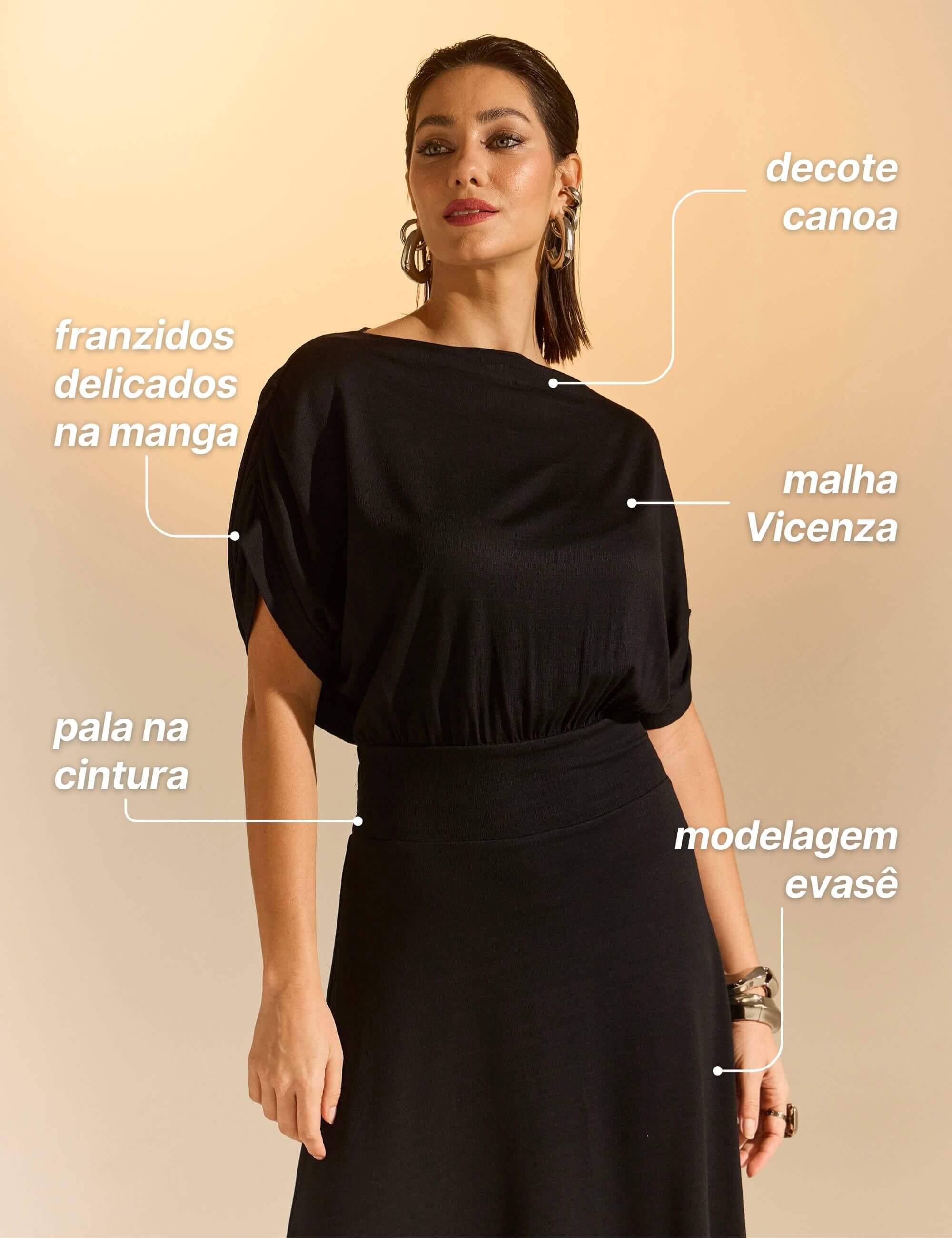 Vestido Vicenza Areli Preto