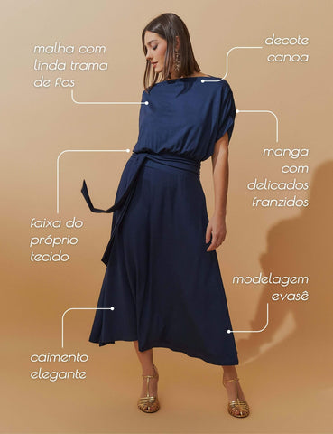 Vestido Vicenza Areli Azul Marinho