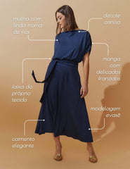 Vestido Vicenza Areli Azul Marinho