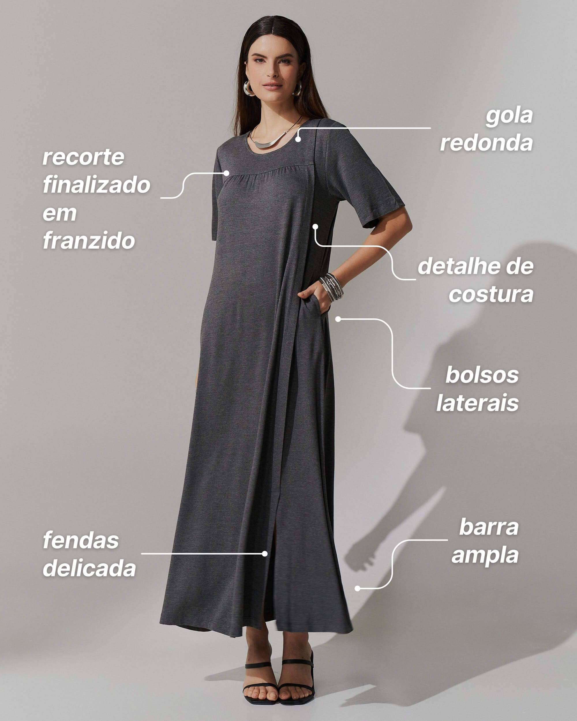 Vestido Vicenza Ashira Mescla Escuro