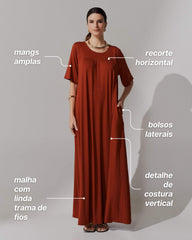 Vestido Vicenza Ashira Marrom Galápagos