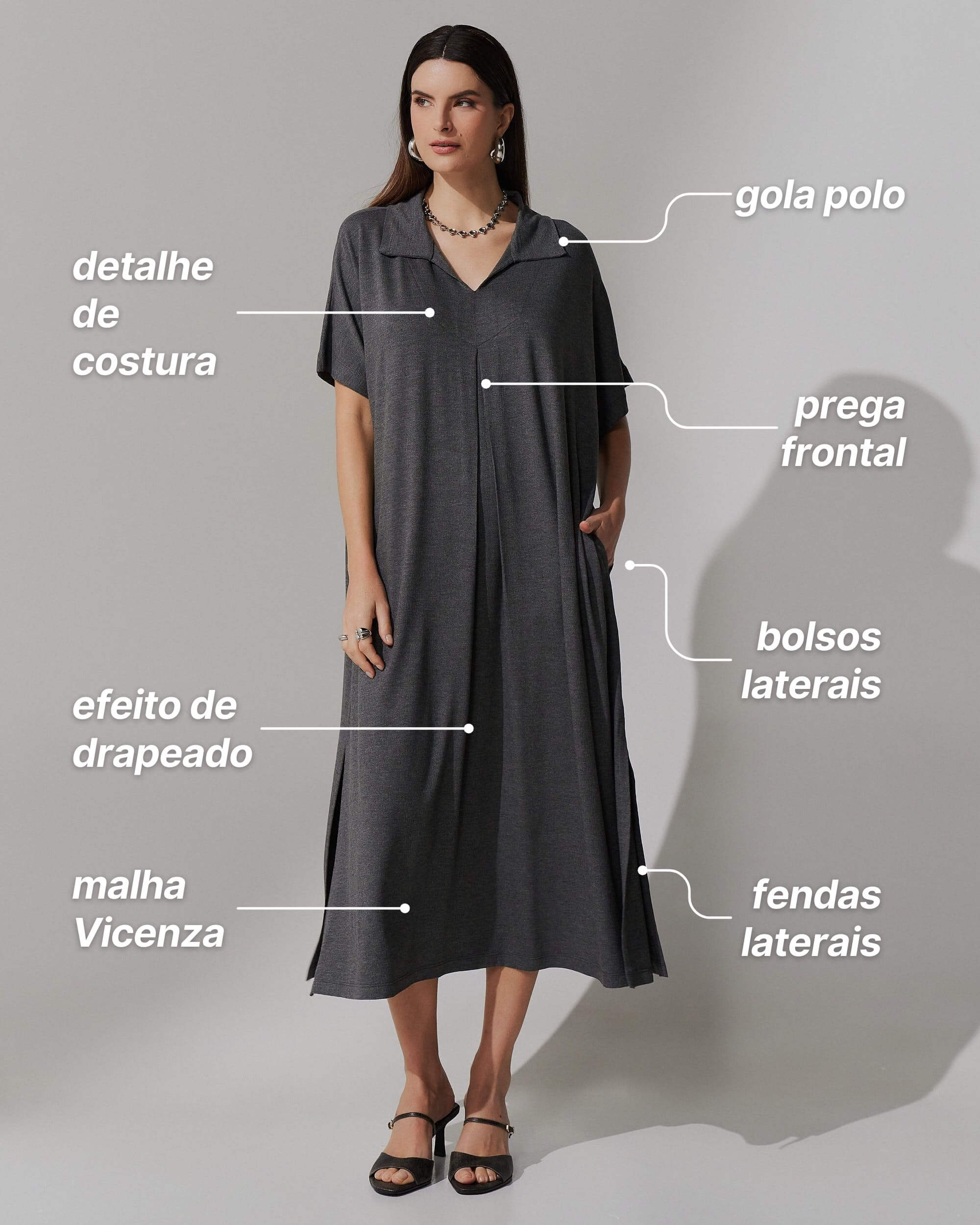Vestido Vicenza Anne Mescla Escuro