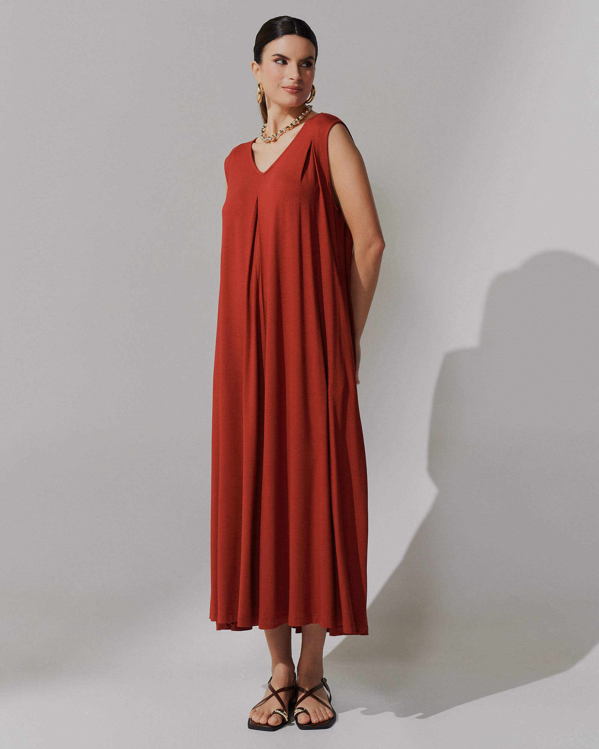 Vestido Agnela Marrom Galápagos