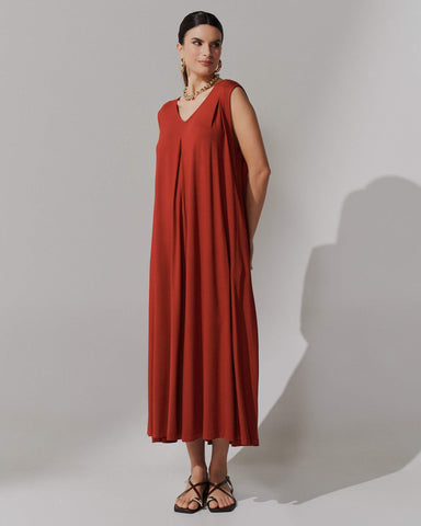 Vestido Agnela Marrom Galápagos