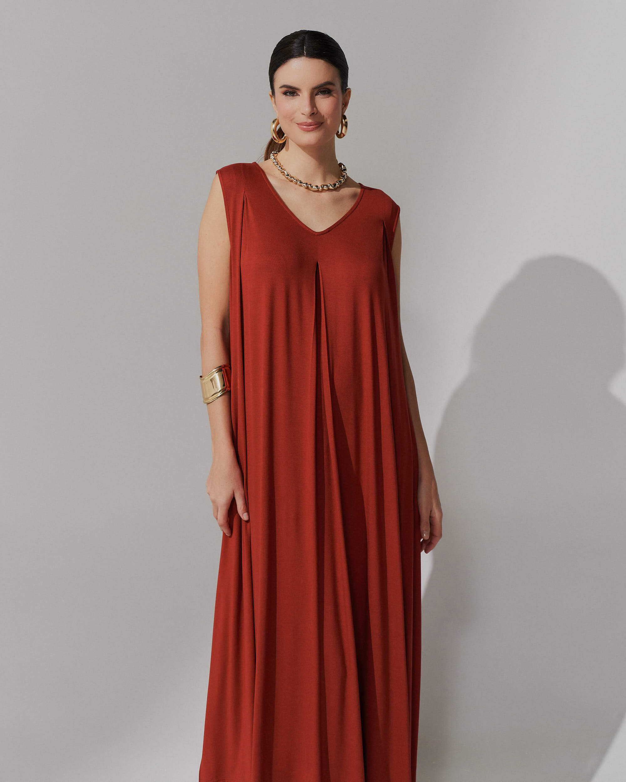 Vestido Agnela Marrom Galápagos